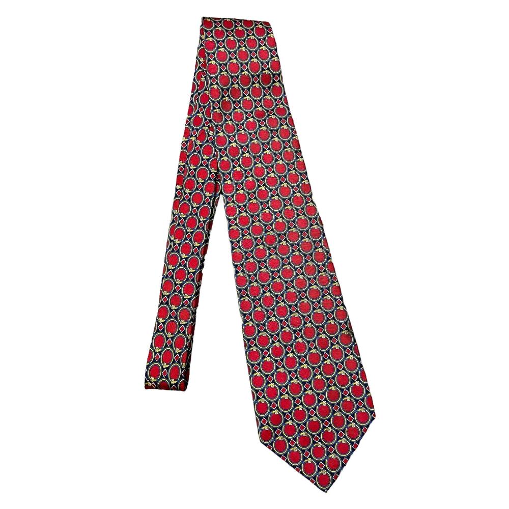 Polo by Ralph Lauren | Red Navy & Yellow Circular Belt Silk Neck Tie